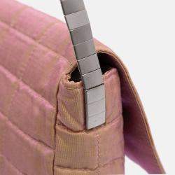 Pre Owned Chanel Beige Quilted Iridescent Nylon Mademoiselle Flap