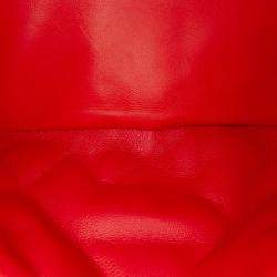 Pre Owned Chanel Red Medium Classic Lambskin Double Flap