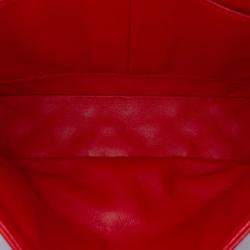 Pre Owned Chanel Red Medium Classic Lambskin Double Flap