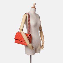 Chanel Orange Jumbo Classic Patent Double Flap