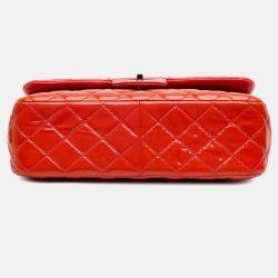 Chanel Orange Jumbo Classic Patent Double Flap