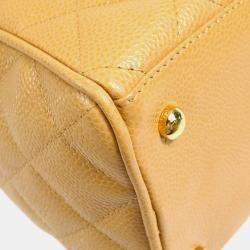 Chanel Bowling Beige Caviar Leather Top Handle Bag