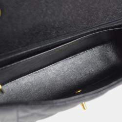 Pre Owned Chanel Diana Medium Black Leather Chain Shoulder Bag