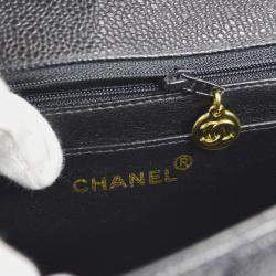 Pre Owned Chanel Diana Medium Black Leather Chain Shoulder Bag