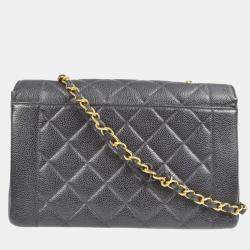 Chanel Diana Medium Black Caviar Leather Chain Shoulder Bag