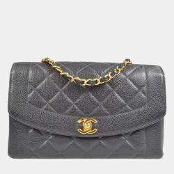 Chanel Diana Medium Black Caviar Leather Chain Shoulder Bag