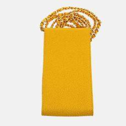 Chanel Timeless Yellow Caviar Leather Pochette Phone Case