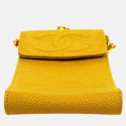 Chanel Timeless Yellow Caviar Leather Pochette Phone Case