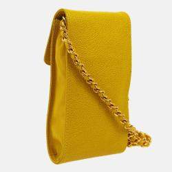Chanel Yellow Calfskin Timeless Pochette Phone Case