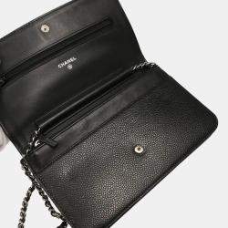 Chanel Black Calfskin Timeless WOC Shoulder Wallet Bag