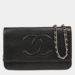 Chanel Black Calfskin Timeless WOC Shoulder Wallet Bag