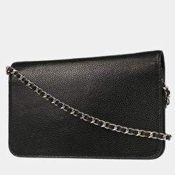 Chanel Black Calfskin Timeless WOC Shoulder Wallet Bag