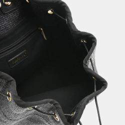 Chanel Deauville Black Straw Bucket Backpack