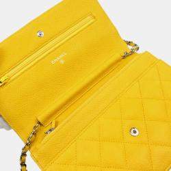 Chanel Yellow Calfskin Classic WOC Shoulder Wallet Bag