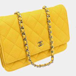 Chanel Yellow Calfskin Classic WOC Shoulder Wallet Bag