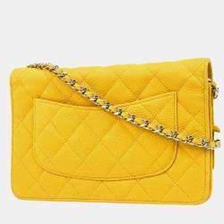 Chanel Yellow Calfskin Classic WOC Shoulder Wallet Bag