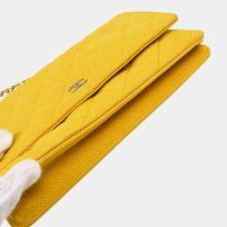 Chanel Yellow Calfskin Classic WOC Shoulder Wallet Bag