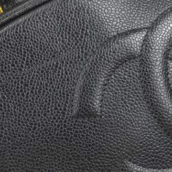 Chanel Vintage Timeless Zip Around Black Caviar Vanity Case 