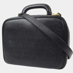 Chanel Vintage Timeless Zip Around Black Caviar Vanity Case 