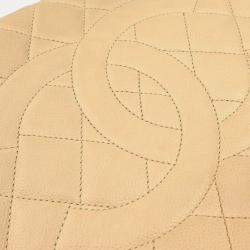 Pre Owned Chanel Interlocking CC Beige Calfskin Timeless Tote Bag