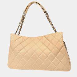 Pre Owned Chanel Interlocking CC Beige Calfskin Timeless Tote Bag