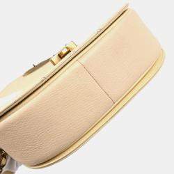 Chanel Coco Curve Messenger Small Beige Shiny Calfskin Goatskin Quilted Flap Bag