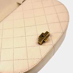 Chanel Coco Curve Messenger Small Beige Shiny Calfskin Goatskin Quilted Flap Bag