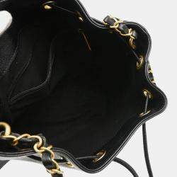 Pre Owned Chanel Deauville Black Caviar Leather Bucket Bag