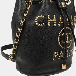 Pre Owned Chanel Deauville Black Caviar Leather Bucket Bag