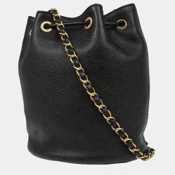 Pre Owned Chanel Deauville Black Caviar Leather Bucket Bag