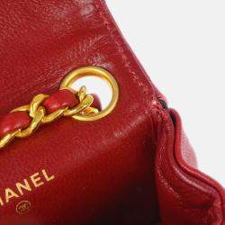 Chanel Vintage Red Lambskin Flap Belt Bag 