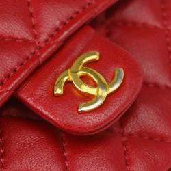 Chanel Vintage Red Lambskin Flap Belt Bag 