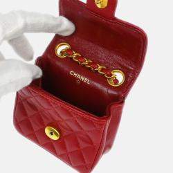 Chanel Vintage Red Lambskin Flap Belt Bag 