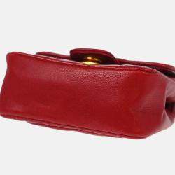Chanel Vintage Red Lambskin Flap Belt Bag 
