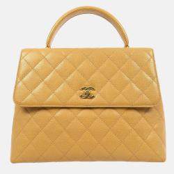 Chanel Kelly Beige Calfskin Leather Top Handle Bag