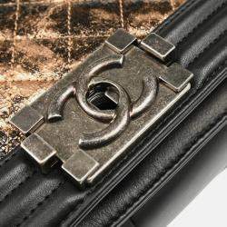 Chanel Boy Medium Black Bronze Lambskin Shoulder Bag