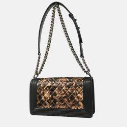 Chanel Boy Medium Black Bronze Lambskin Shoulder Bag