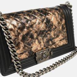 Chanel Boy Medium Black Bronze Lambskin Shoulder Bag