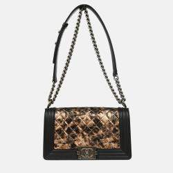 Chanel Boy Medium Black Bronze Lambskin Shoulder Bag