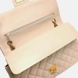 Chanel 2.55 Double Flap Beige Lambskin Shoulder Bag