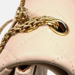 Chanel 2.55 Double Flap Beige Lambskin Shoulder Bag