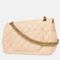 Chanel 2.55 Double Flap Beige Lambskin Shoulder Bag