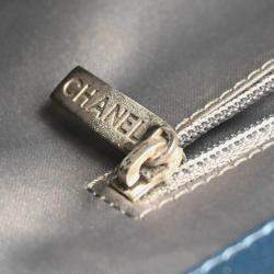 Pre Owned حقيبة يد شانيل توتس سلسلة كبيرة جلد عجل أزرق غراند شوبينغ أكس لارج