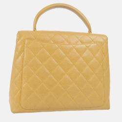 Chanel Beige Calfskin Medium Top Handle Handbag