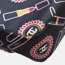 Chanel Classic Single Flap Black Satin Lipstick Shoulder Bag