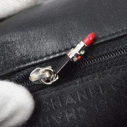 Chanel Classic Single Flap Black Satin Lipstick Shoulder Bag