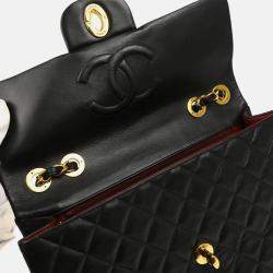 Pre Owned Chanel Classic Flap Black Lambskin Maxi Shoulder Bag