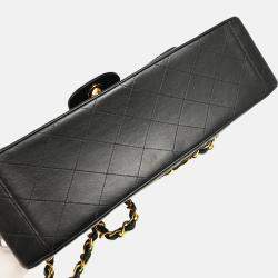 Pre Owned Chanel Classic Flap Black Lambskin Maxi Shoulder Bag