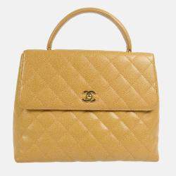 Chanel Medium Straight Flap Beige Calfskin Bag