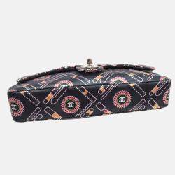 Chanel Lipstick Classic Single Flap Black/Pink Satin Shoulder Bag